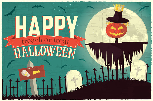 Happy halloween time background pack in Illustrations - product preview 1