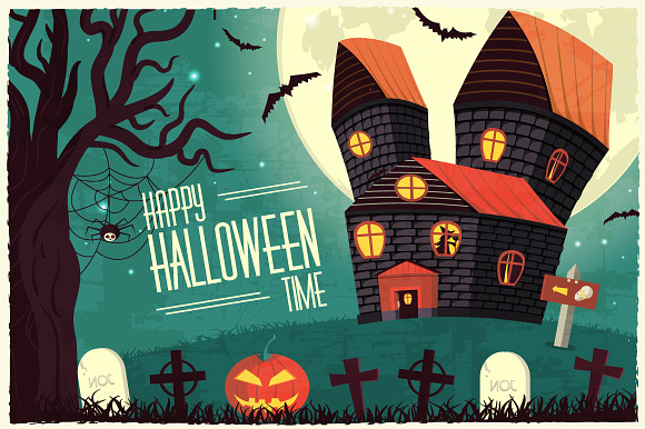 Happy halloween time background pack in Illustrations - product preview 2