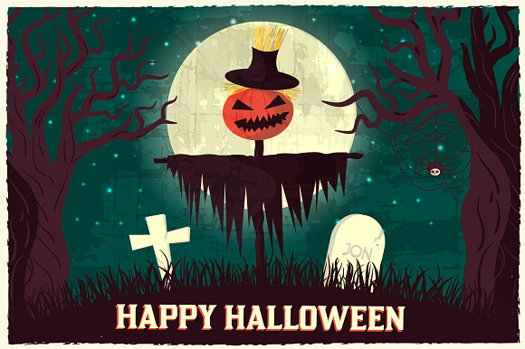 Happy halloween time background pack in Illustrations - product preview 3