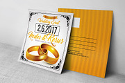 Wedding Invitation Postcard Template