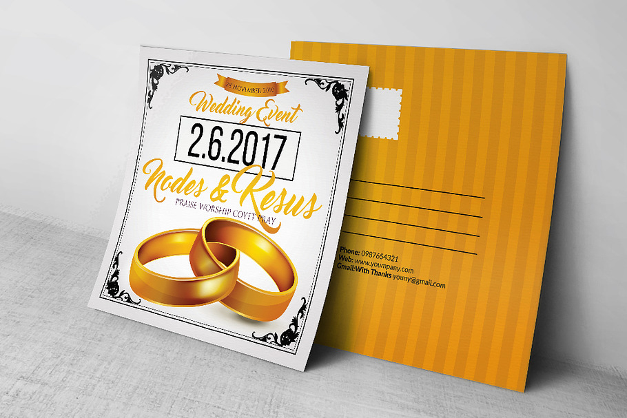 Wedding Invitation Postcard Template in Postcard Templates - product preview 8