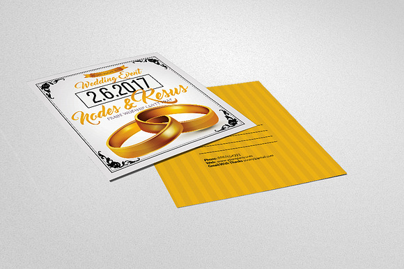 Wedding Invitation Postcard Template in Postcard Templates - product preview 3