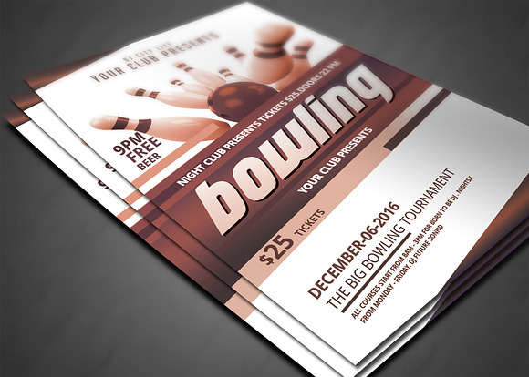 Bowling Tournament Flyer in Flyer Templates - product preview 2