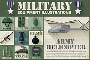 Military army flat illustrations
