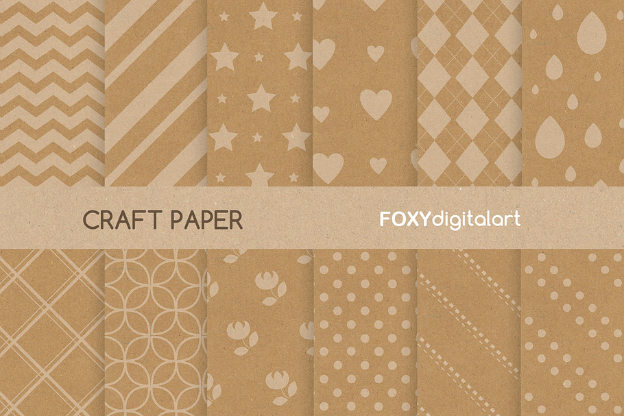 Digital Kraft Paper White Patterns