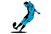 Rugby Player Kicking Ball