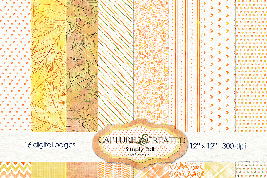 Simply Fall - 16 Digital Paper Pack  in Objects - product preview 8