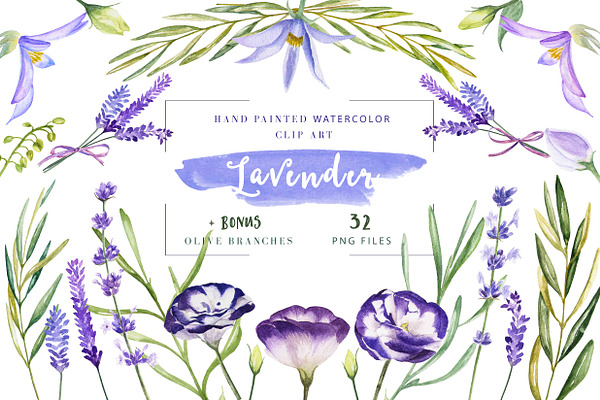 Lavender and Olive Watercolor Set