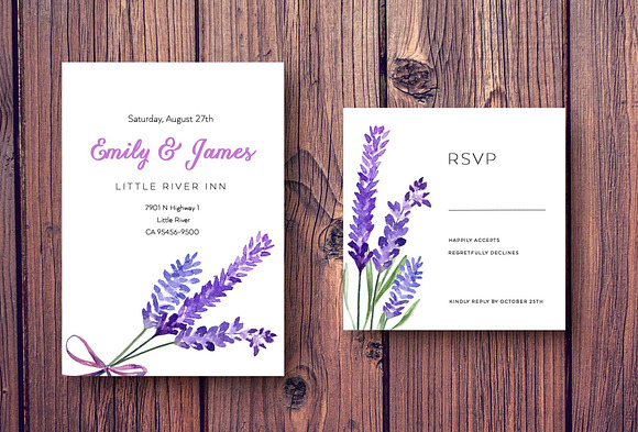 Lavender and Olive Watercolor Set in Graphics - product preview 2