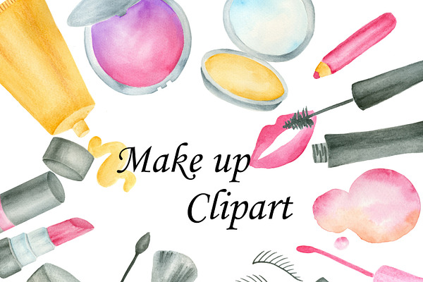watercolor makeup objects