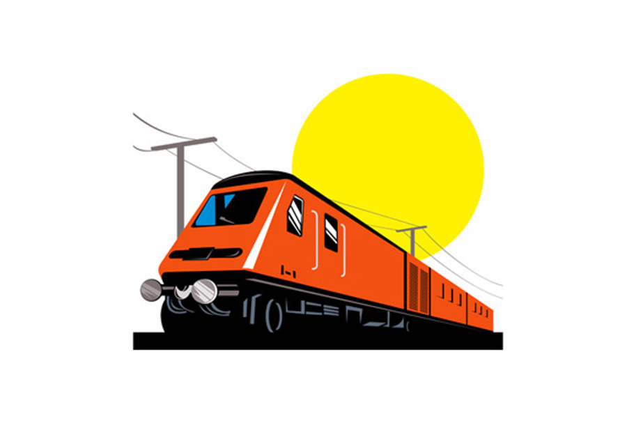 Diesel Train Locomotive Retro in Illustrations - product preview 8