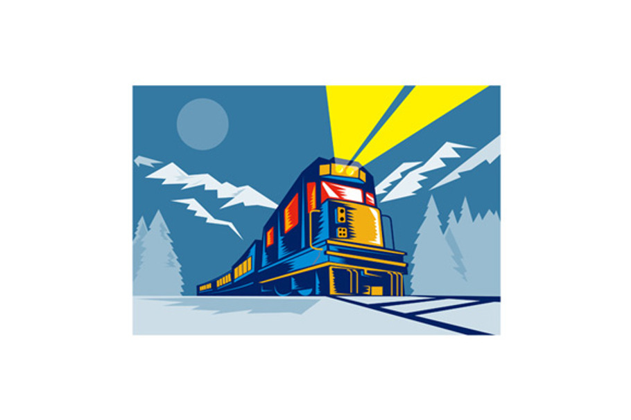 Diesel Train Locomotive Winter in Illustrations - product preview 8