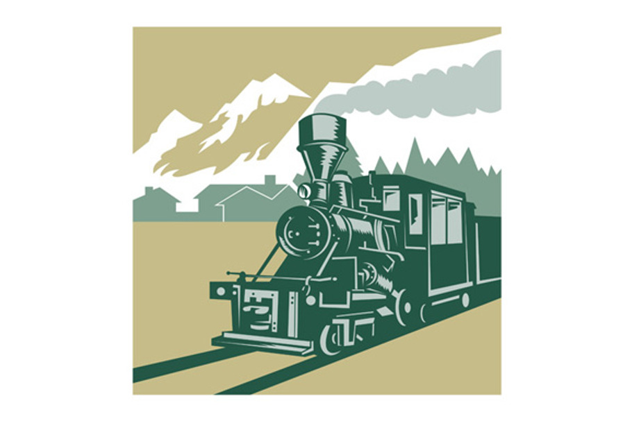Vintage Steam  Train Locomotive in Illustrations - product preview 8