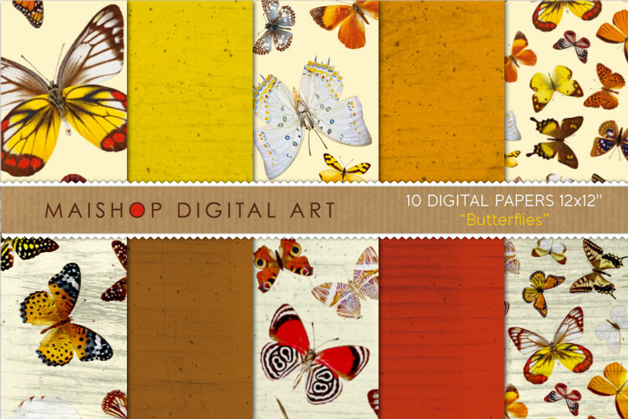 Digital Papers-Butterflies in Patterns - product preview 8