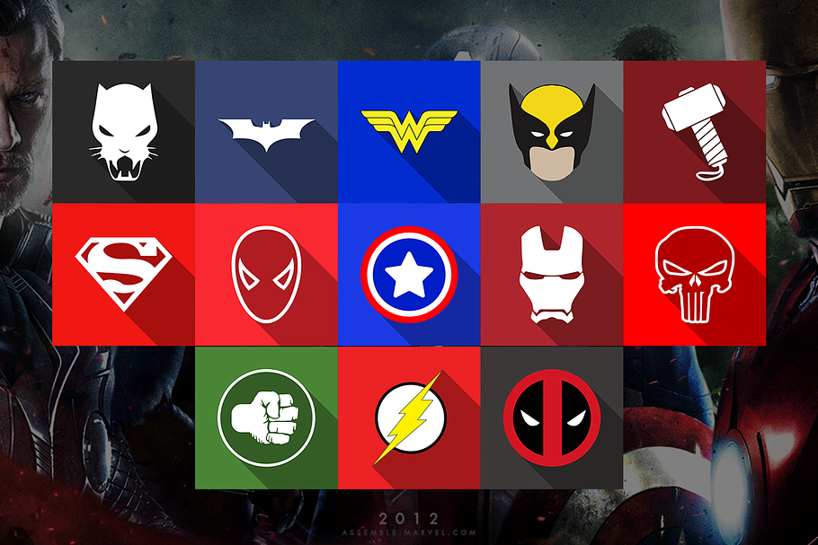 Flat Superhero Icons