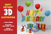 3 Happy Birthday 3D Illustrations