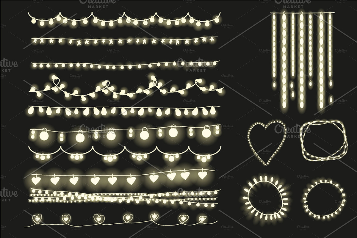 Fairy lights clipart, string lights. in Illustrations - product preview 8