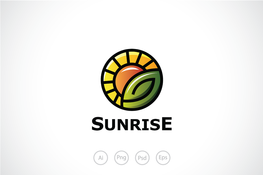 Leaf and Sunrise Logo Template