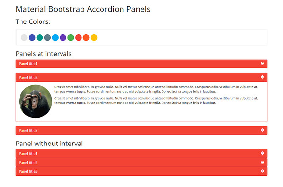 Material Bootstrap Accordion Panels in Bootstrap Themes - product preview 1