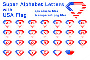 Super alphabet letters with USA flag