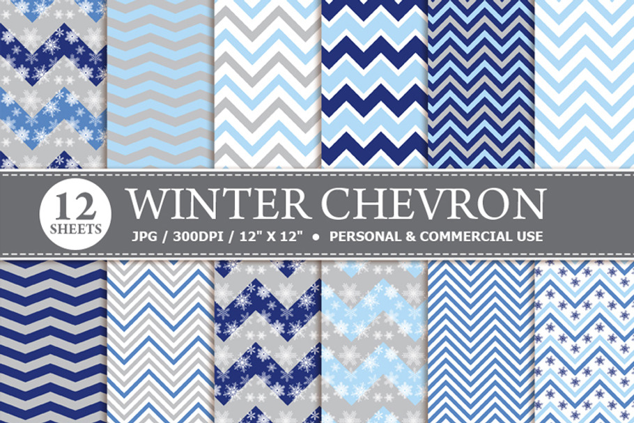 Winter Chevron Digital Paper