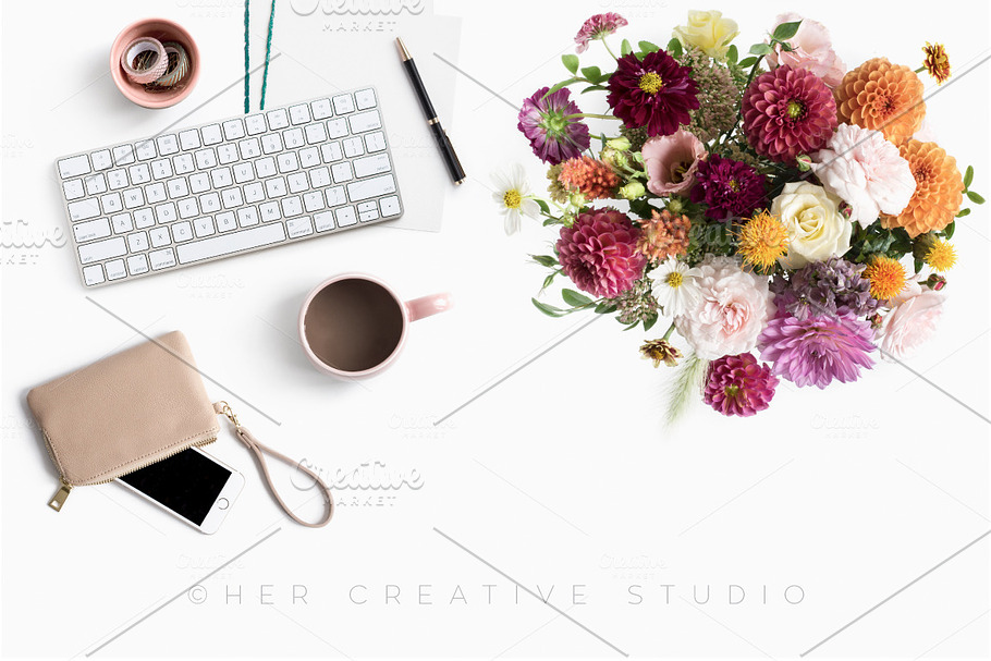 Autumn Floral Styled Desktop in Mobile & Web Mockups - product preview 8