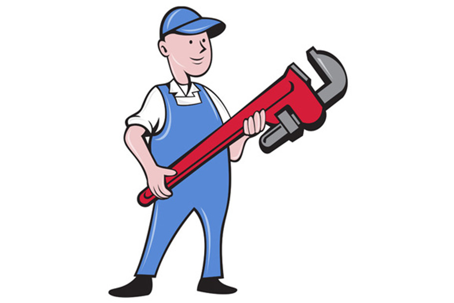 Mechanic Cradling Pipe Wrench  in Illustrations - product preview 8