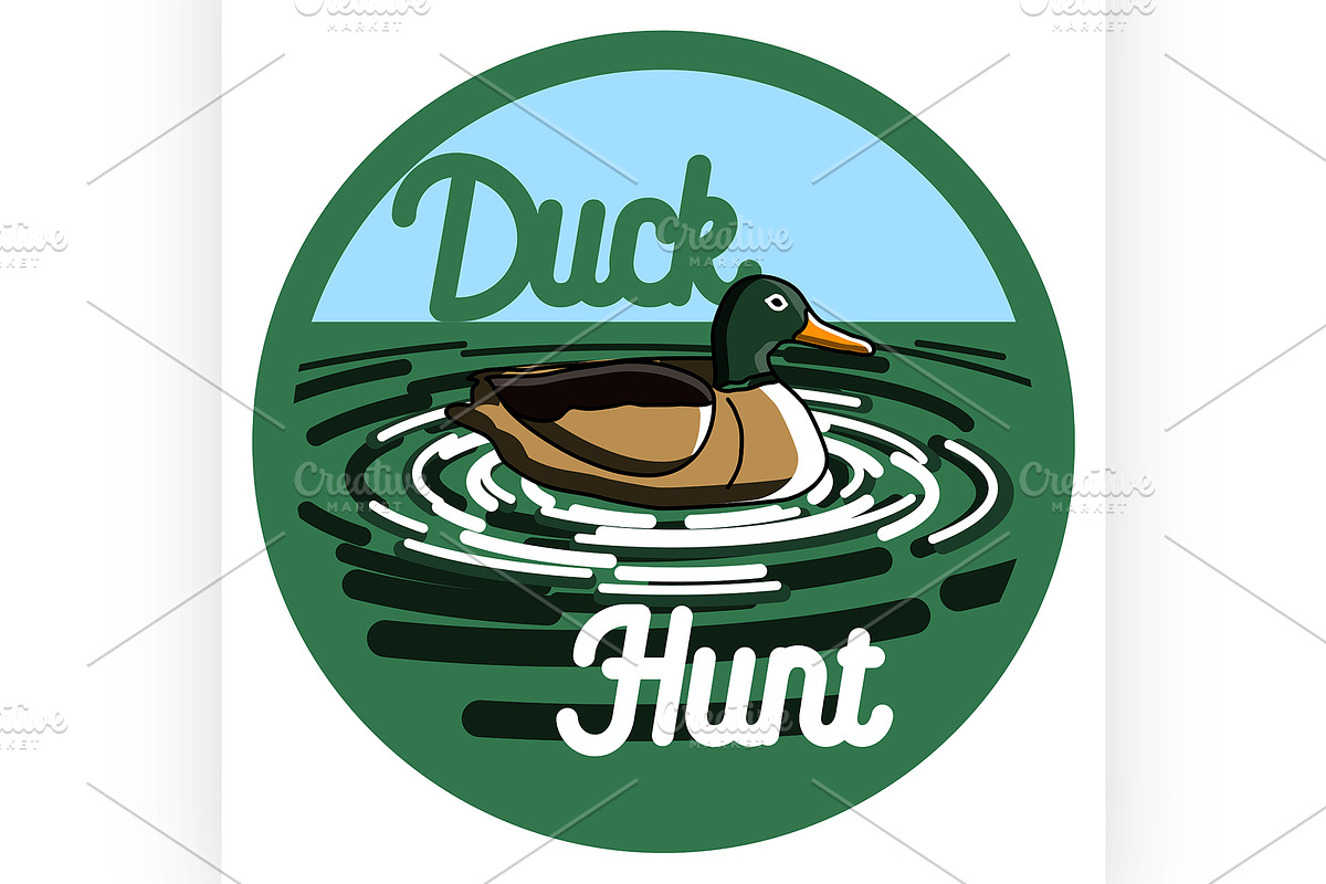 Color vintage hunting emblem in Illustrations - product preview 8