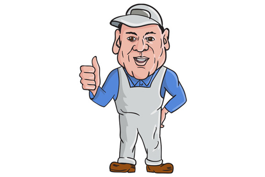Oven Cleaner Technician Thumbs Up in Illustrations - product preview 8
