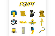 Egypt flat icons set