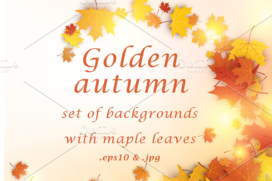 Autumn cards set with maple leaves