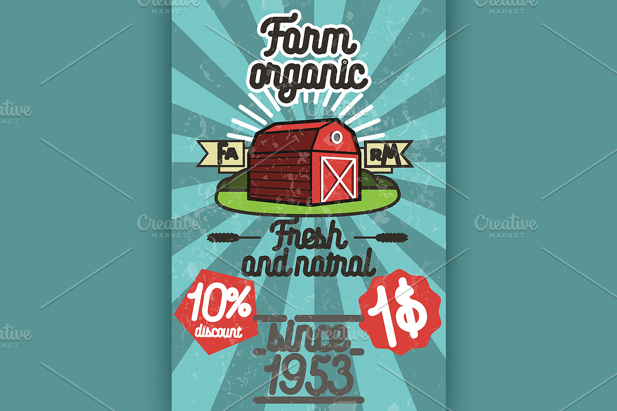 Farm colorful banner in Illustrations - product preview 8
