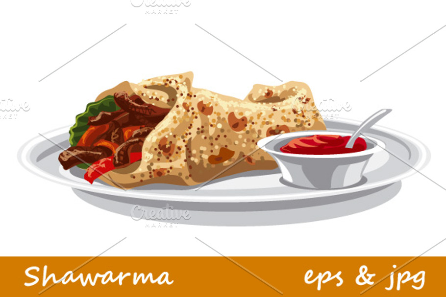 Shawarma with Sauce in Illustrations - product preview 8