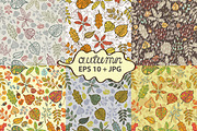 Autumn leaves seamless pattern set 3