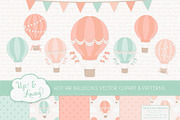 Mint & Peach Hot Air Balloons