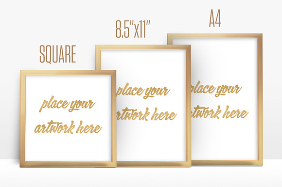 Golden Frame Picture Mockup in Print Mockups - product preview 1