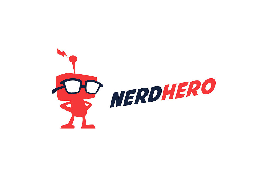 Nerd Hero - Geek Robot Logo