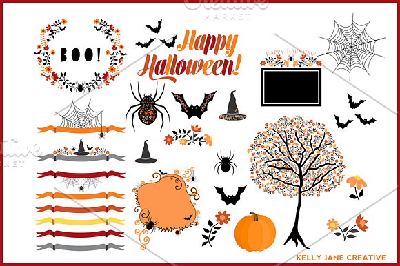 Halloween Spiders Bats & Black Hats in Illustrations - product preview 1
