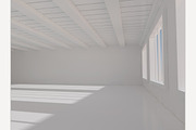 Spacious White Room. 3D Rendering