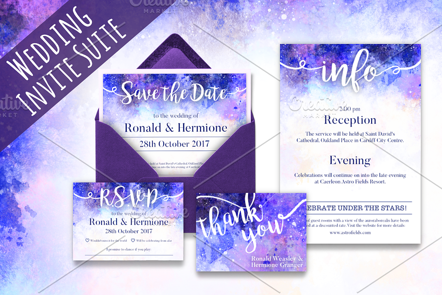 Space Themed Wedding Invitation Set in Graphics - product preview 8
