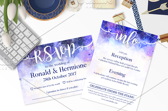 Space Themed Wedding Invitation Set in Graphics - product preview 2