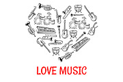 Heart shape with musical instruments
