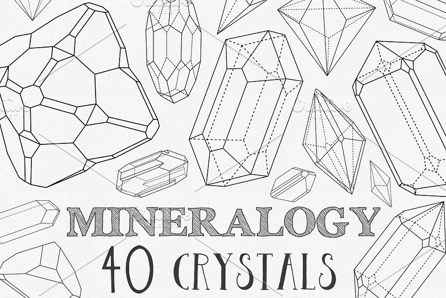 Mineralogy - 40 Vector Crystals in Illustrations - product preview 8