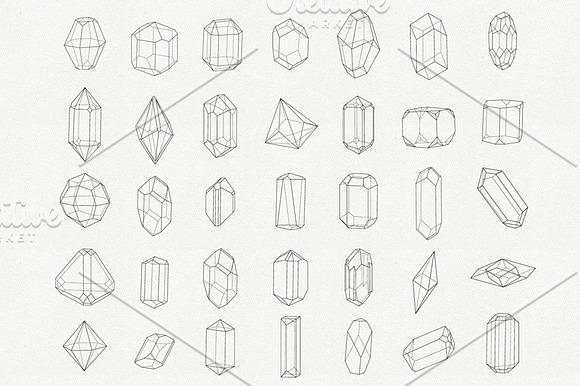 Mineralogy - 40 Vector Crystals in Illustrations - product preview 1