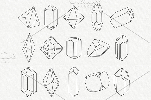 Mineralogy - 40 Vector Crystals in Illustrations - product preview 2