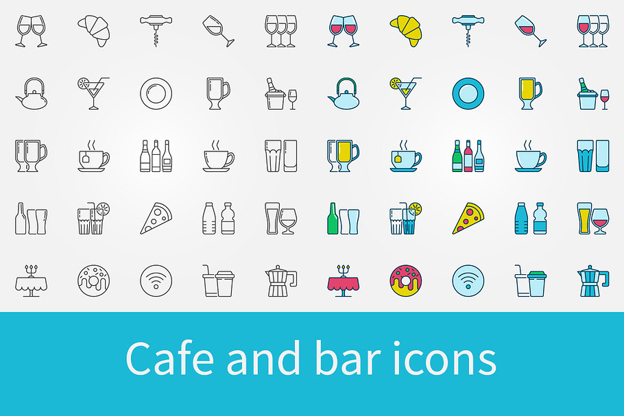 Cafe and bar icons