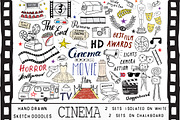 Cinema Sketched Doodles Vector Set