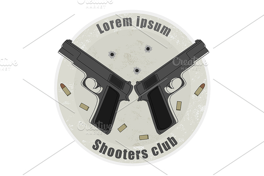 Two Pistols And Bullets Vector Custom Designed Illustrations