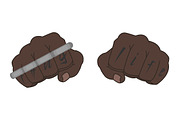 Clenched black man fists. Vector
