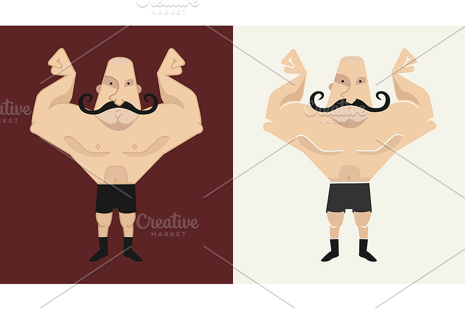 2 huge, bald athletes. Vector in Illustrations - product preview 8